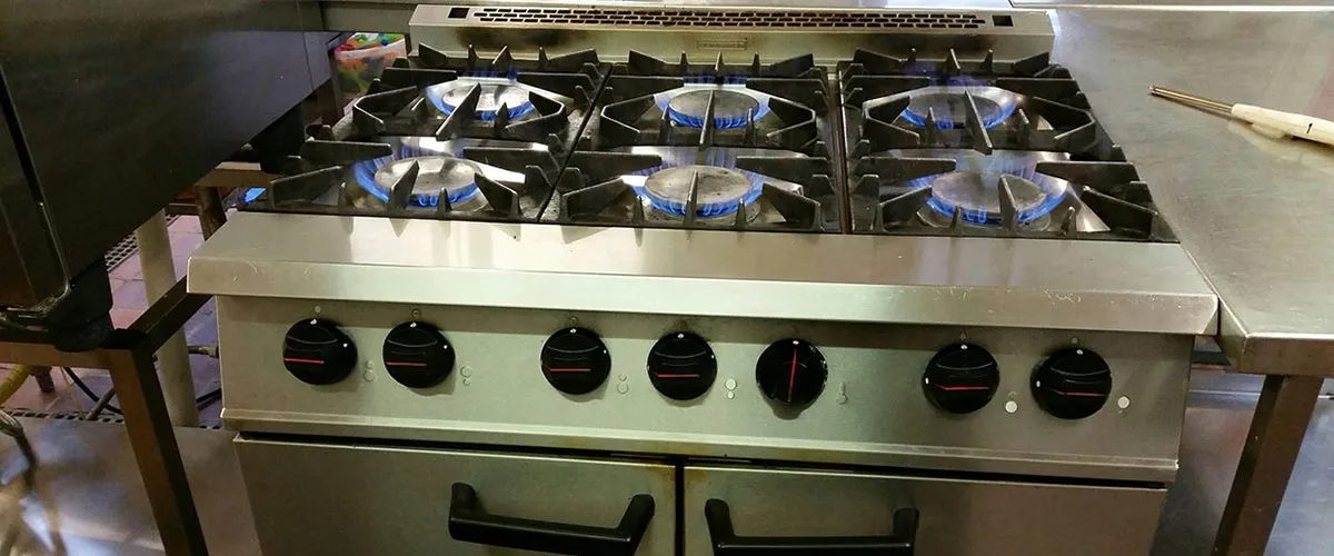 Photo of a commercial kitchen's oven range